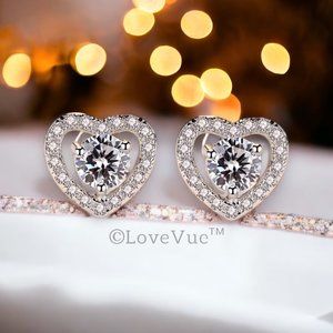Certified 1ct. t.w. Diamond Heart Frame Halo Stud Earrings VVS1 GRA Certified
